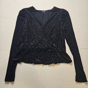 Express black/gray leopard print blouse - size Medium